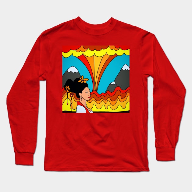 Lady Volcano Long Sleeve T-Shirt by Froriginals